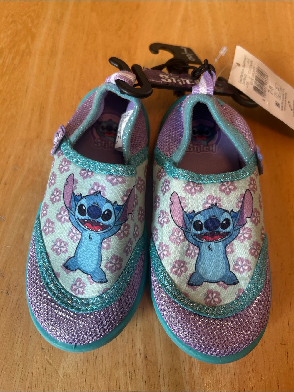Disney Kids Slip-On water shoes in Teal, Purple & Pink with Stitch